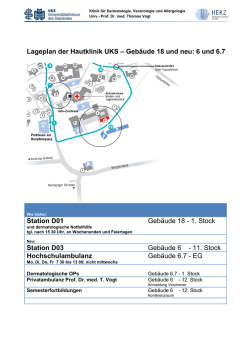 Lageplan der Hautklinik UKS &ndash; Geb&auml;ude 18 und neu: 6 und 6.7