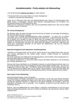 Immobilienmakler - Profis arbeiten mit Alleinauftrag