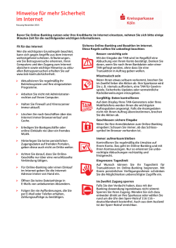 Hinweise f&uuml;r mehr Sicherheit im Internet
