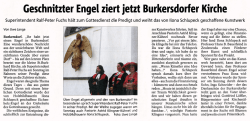 Geschnitzter Engel ziert jetzt Burkersdorfer Kirche