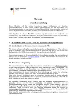 Merkblatt Urkundenbeschaffung 1. In welchen Fällen können Ihnen
