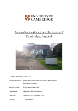 Auslandssemester an der University of Cambridge, England