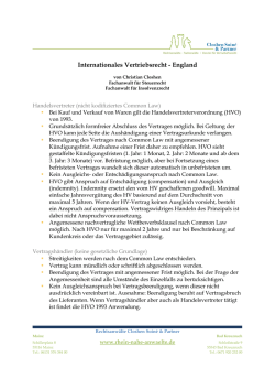 Internationales Vertriebsrecht - England