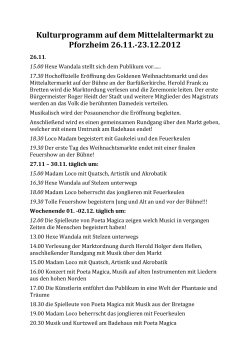 Kulturprogramm auf dem Mittelaltermarkt zu Pforzheim 26.11.