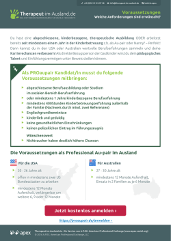 Als PROaupair Kandidat/in musst du folgende Voraussetzungen