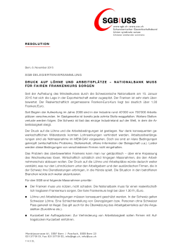 Druck auf L&ouml;hne und Arbeitspl&auml;tze - Nationalbank muss f&uuml;r