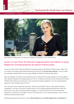 Lernen von den Profis: Die Weimarer Geigenstudentin Anna Mehlin