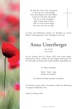 Anna Unterberger - Bestattung Lesiak