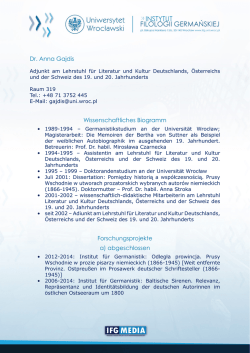 Dr. Anna Gajdis Wissenschaftliches Biogramm Forschungsprojekte