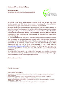 G&uuml;nter und Anna Wricke‐Stiftung