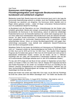 Kommunen nicht hängen lassen: Flüchtlingsintegration (und