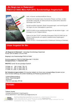 „So fängt man in Österreich“ FISCH & FANG März