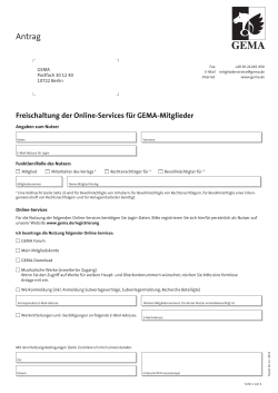 Freischaltung der Online-Services für GEMA