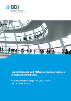 Halbzeitbilanz der Aktivit&auml;ten von Bundesregierung und