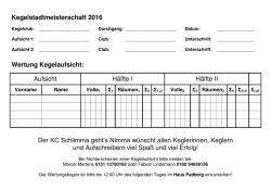 Kegelstadtmeisterschaft 2016 Wertung Kegelaufsicht: Aufsicht Hälfte
