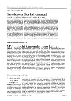 Mehr als die Hälfte der Pädagogen 111 MV ist älter als 50 Jahre