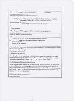 (Name des Wohnungsgebers/ dessen Beauftragten) (Ort, Datum