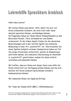 Hallo liebe Lehrer! Wir bieten Ihnen eine kleine Hilfe, damit Sie sich