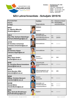 SZU Lehrer/innenliste - Schulzentrum HTL HAK Ungargasse