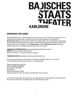 workshops für lehrer - Badisches Staatstheater Karlsruhe