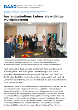 Auslandsstudium: Lehrer als wichtige Multiplikatoren