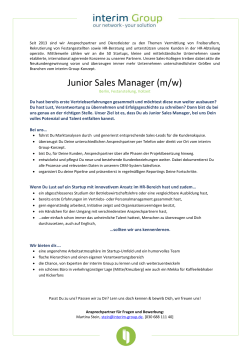 Junior Sales Manager (m/w) - interim