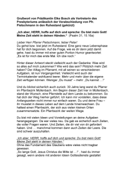 Gru&szlig;wort des Presbyteriums