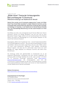 „Bilder hören“ Thema der Vorlesungsreihe Bild und