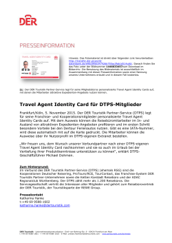 Travel Agent Identity Card für DTPS-Mitglieder