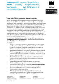 Projektkoordinator/in Bauhaus Agenten Programm - Bauhaus