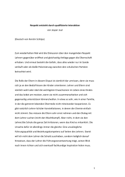 Respekt entsteht durch qualifizierte Interaktion JJ 2015
