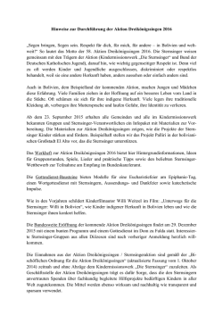 Hinweise zur Durchf&uuml;hrung der Aktion Dreik&ouml;nigssingen 2016