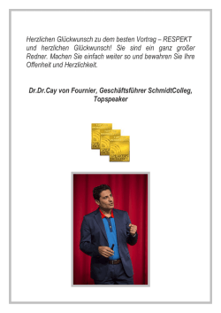 Herzlichen Gl&uuml;ckwunsch zu dem besten Vortrag &ndash; RESPEKT und
