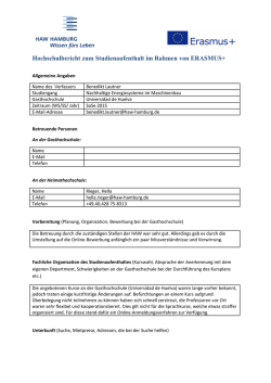 Hochschulbericht zum Studienaufenthalt im