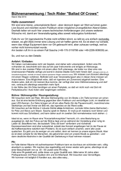 Bühnenanweisung / Tech Rider "Ballad Of Crows"