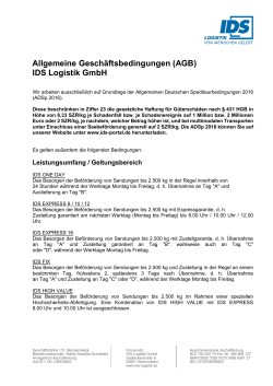 Allgemeine Geschäftsbedingungen (AGB) IDS Logistik GmbH
