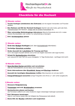 Hochzeitsportal24.de Checkliste f&uuml;r die Hochzeit