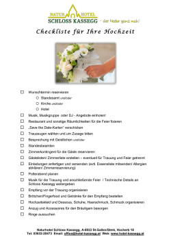 Hochzeits Check Liste - Naturhotel Schloss Kassegg