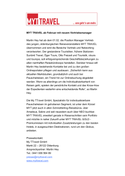 MYT TRAVEL ab Februar mit neuem Vertriebsmanager Martin Hey