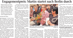 Engagementpreis: Martin startet nach Berlin durch