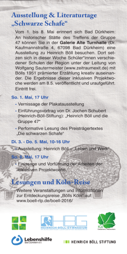 Ausstellung & Literaturtage „Schwarze Schafe“ Lesungen und Köln