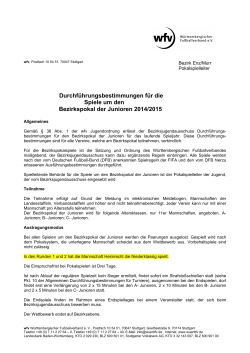 Durchf&uuml;hrungsbestimmungen f&uuml;r die Spiele um den Bezirkspokal