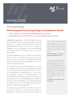 HIH Development Fund bringt Anlegern hochattraktive Rendite