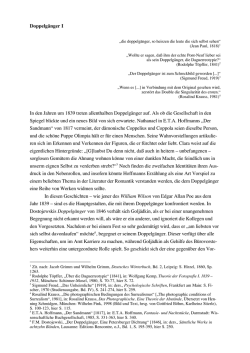 Doppelg&auml;nger I In den Jahren um 1839 treten allenthalben