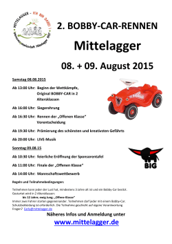 2. BOBBY-CAR-RENNEN Mittelagger 08. + 09. August 2015