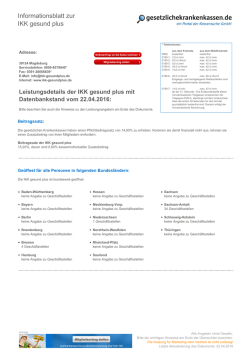 Informationsblatt zur IKK gesund plus - Zur Kassensuche