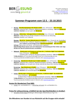 Berg Gesund Sommerprogramm 2015