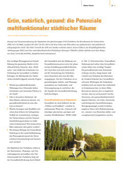 Gr&uuml;n, nat&uuml;rlich, gesund: die Potenziale multifunktionaler st&auml;dtischer