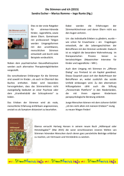 Die Stimmen und ich (2015) Sandra Escher – Marius Romme – Ingo