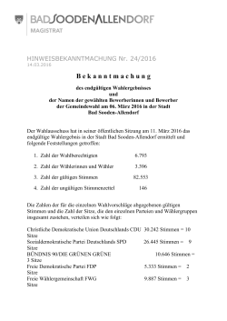 24.2016 Wahlergebnisse Gemeindewahl - Bad Sooden